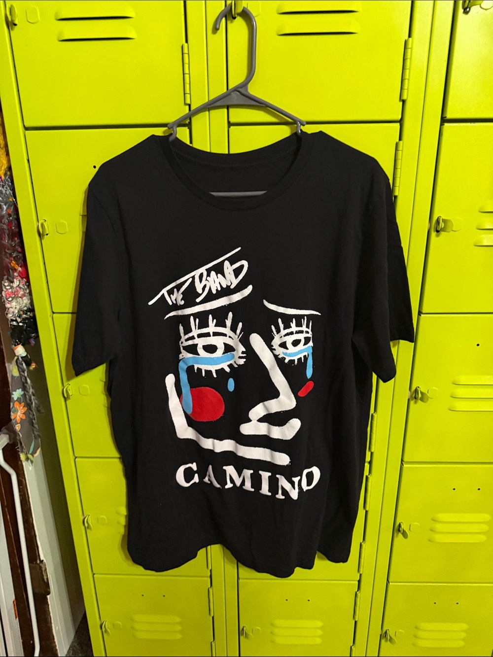 Black The 'Camino' Band Graphic Tee with Colorful Face Print